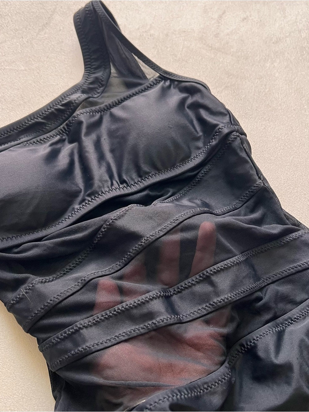 Black Sheer-Panel One-Piece Swimsuit Beach Summer Rave Pool Party Shade & Shore